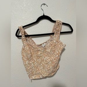 Cropped Corset Top, Peach/White, Size M
